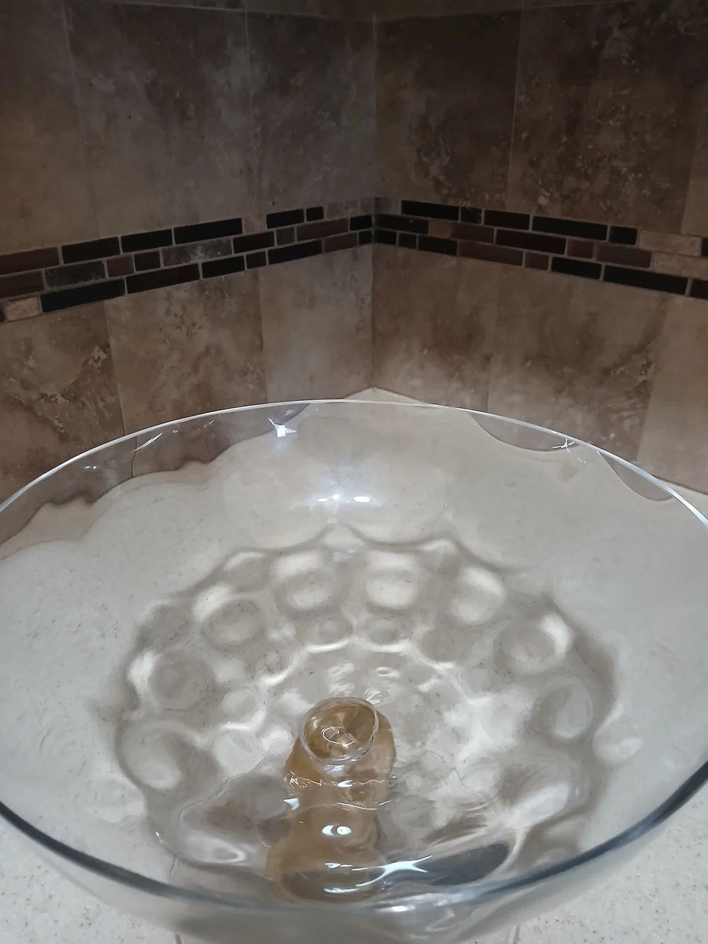 Studio-Crafted Art Glass Bowl With Gold-Infused.